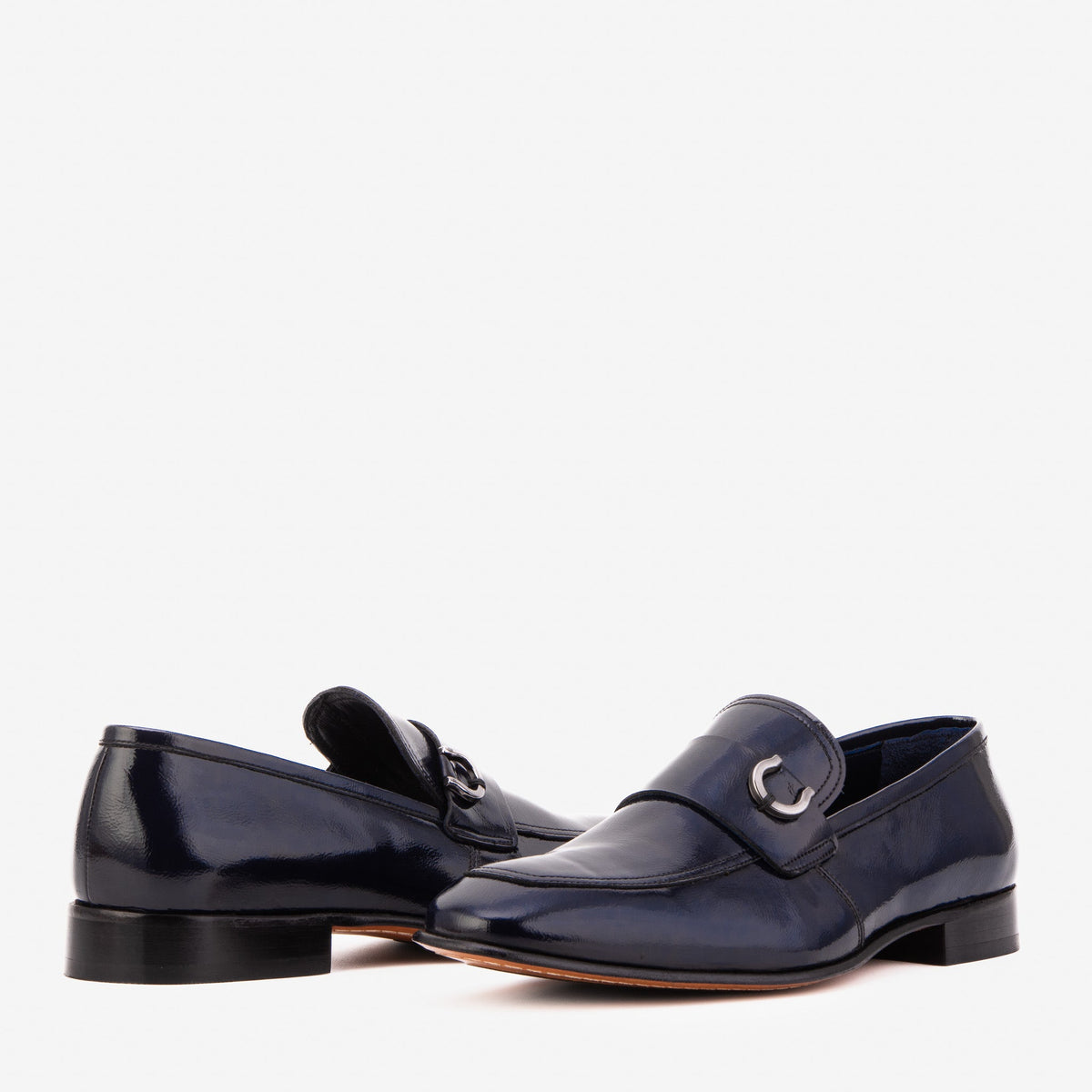 Vinci Leather The Blackwell Navy Patent Bit Loafer Men Shoe – product view 5