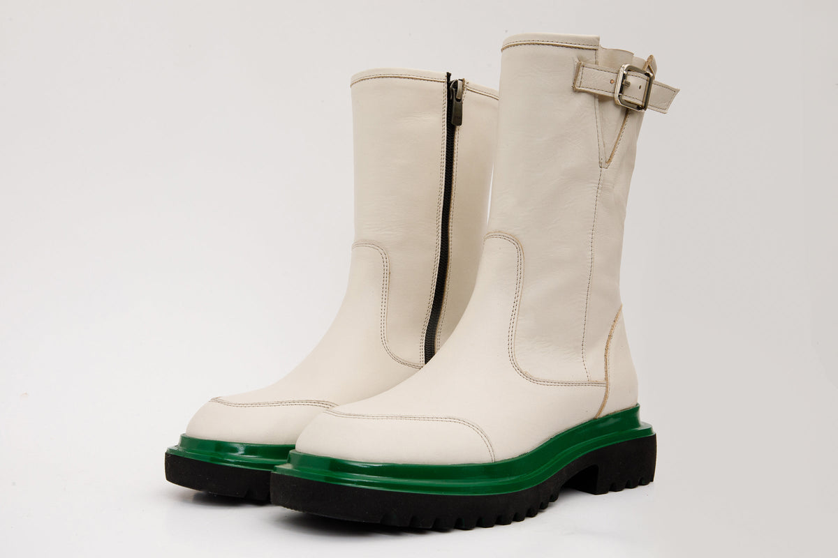 Vinci Leather The Yako Cream Leather Mid Calf Women Boot Final Sale! – product view 2