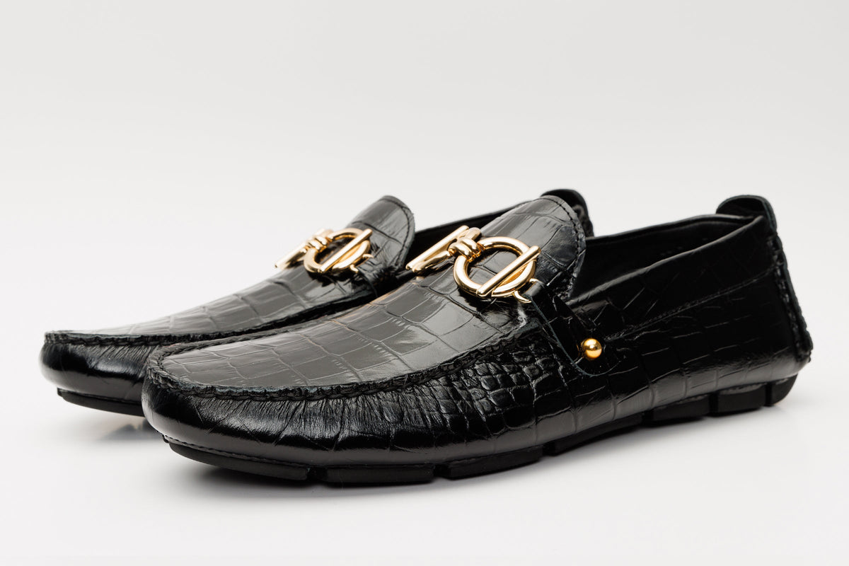 Vinci Leather The Pisa Black Leather Bit Drive Loafer Men Shoe – product view 2