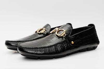 Vinci Leather The Pisa Black Leather Bit Drive Loafer Men Shoe – product view 2