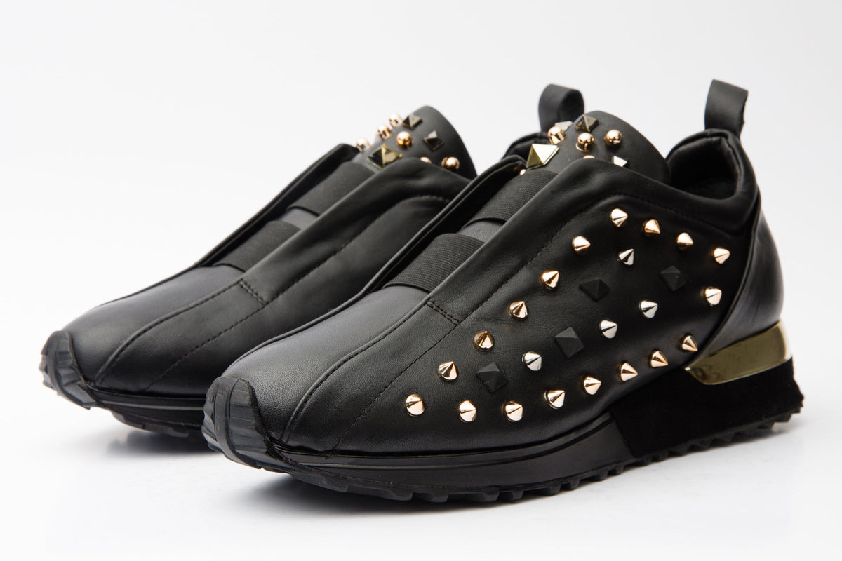 Vinci Leather The Infanta Black Spike Leather Women Sneaker Limited Edition – product view 2