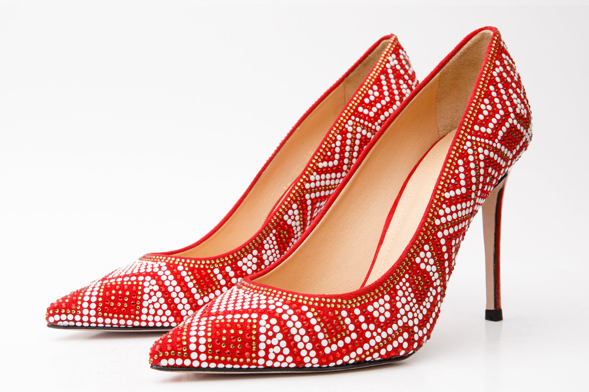 Vinci Leather The Nampula Red Glitter Leather Pump Women Shoe – product view 2