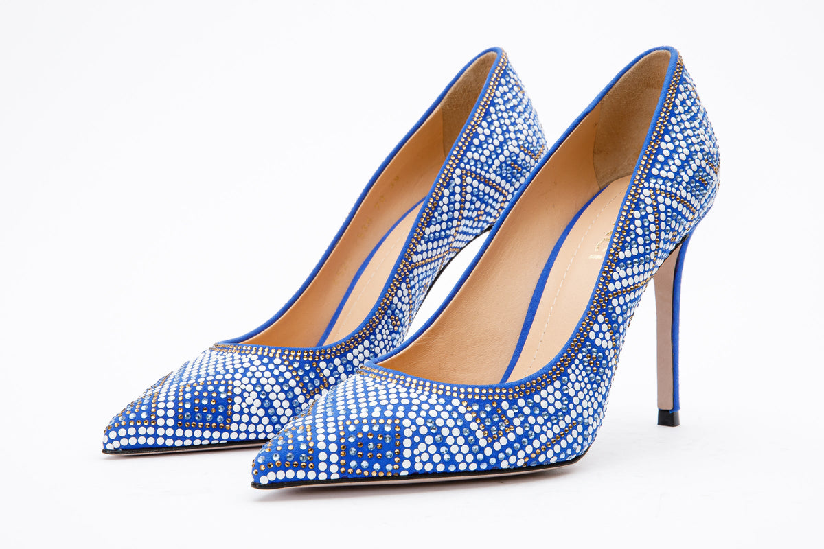 Vinci Leather The Nampula Sax Blue Glitter Leather Pump Women Shoe – product view 2