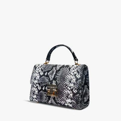 Vinci Leather The Venezia Black & White Leather Handbag – product view 1