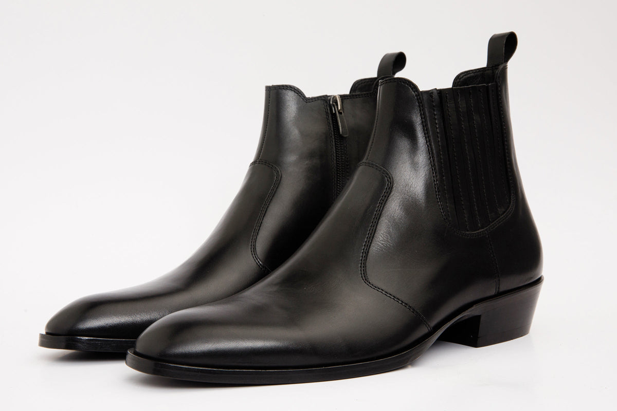Vinci Leather The Sorhag Black Leather Dress Men Boot – product view 2