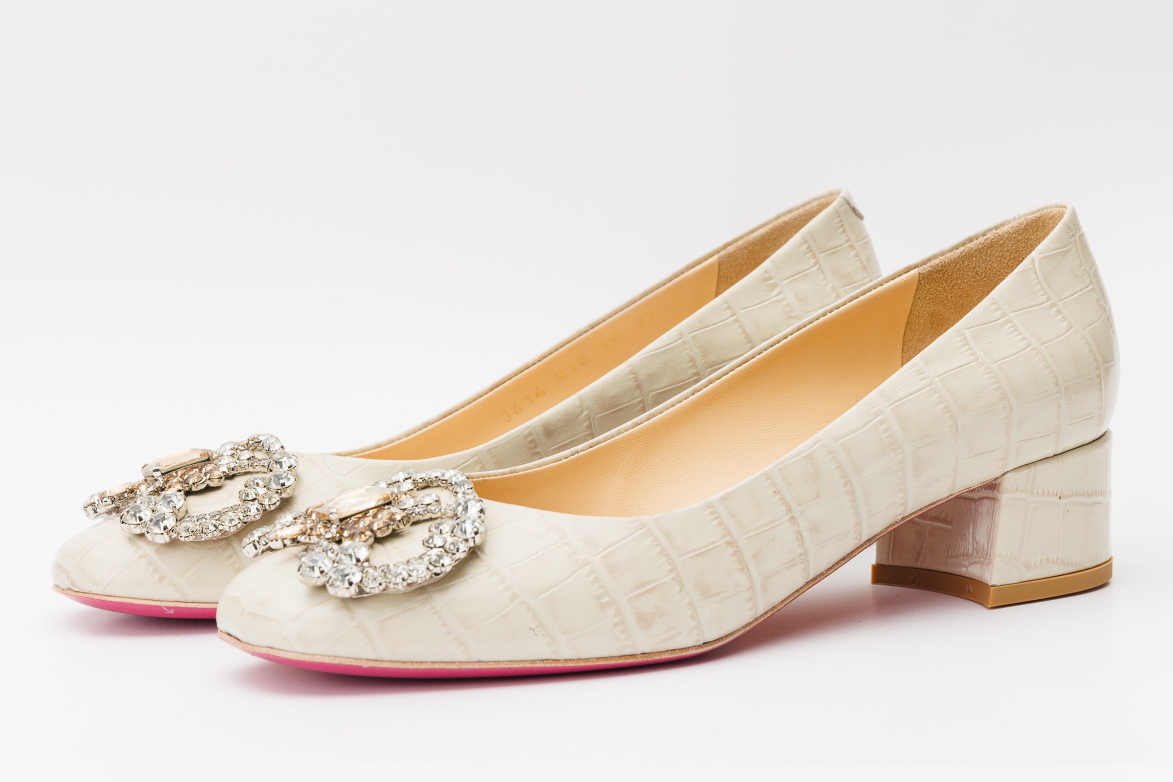 The Foggia Cream Leather Block Heel Pump Women Shoe