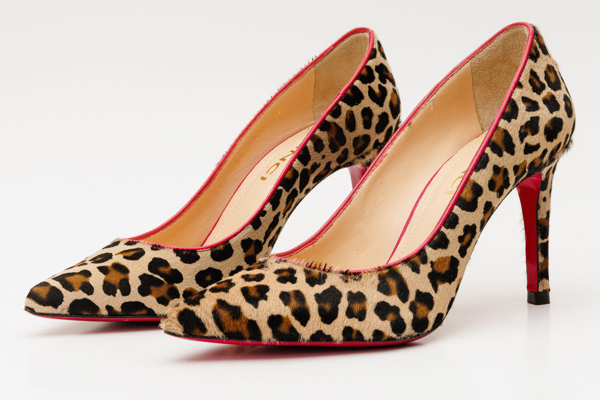 Vinci Leather The Olbia Leopard Leather Pump Fuchsia Sole Women Shoe – product view 2