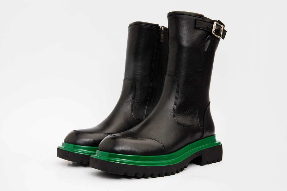 Vinci Leather The Yako Black Leather Mid Calf Women Boot Final Sale! – product view 2