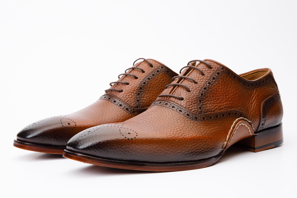 Vinci Leather The Draco Handmade Tan Semi Brogue Oxford Men Shoe – product view 2