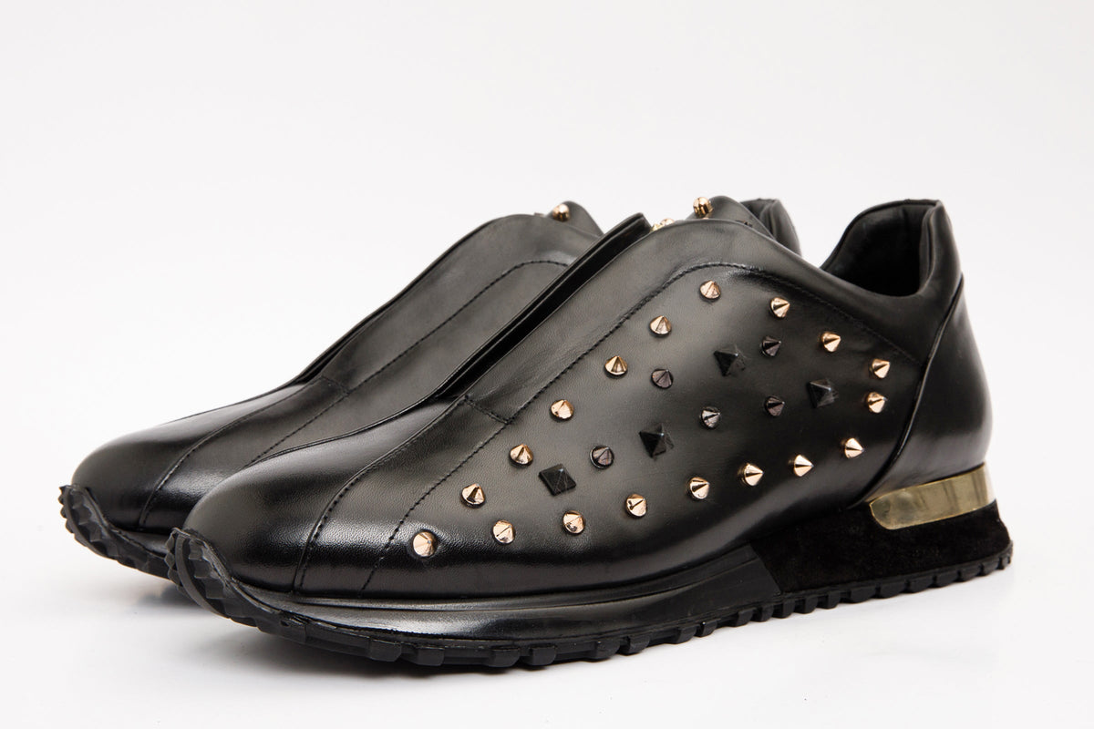 Vinci Leather The Infanta Black Spike Leather Men  Sneaker Limited Edition – product view 2
