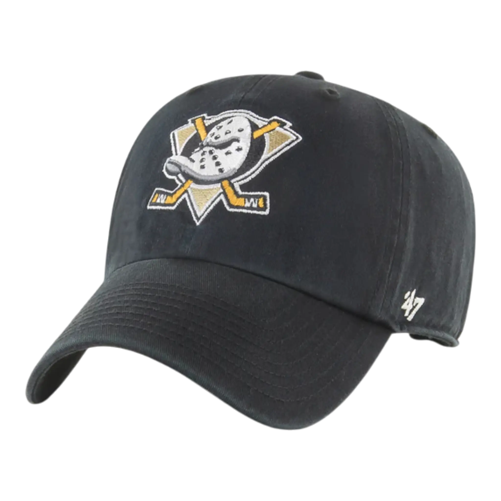 47 Brand Clean Up Men Strapback Hat Anaheim Ducks Black