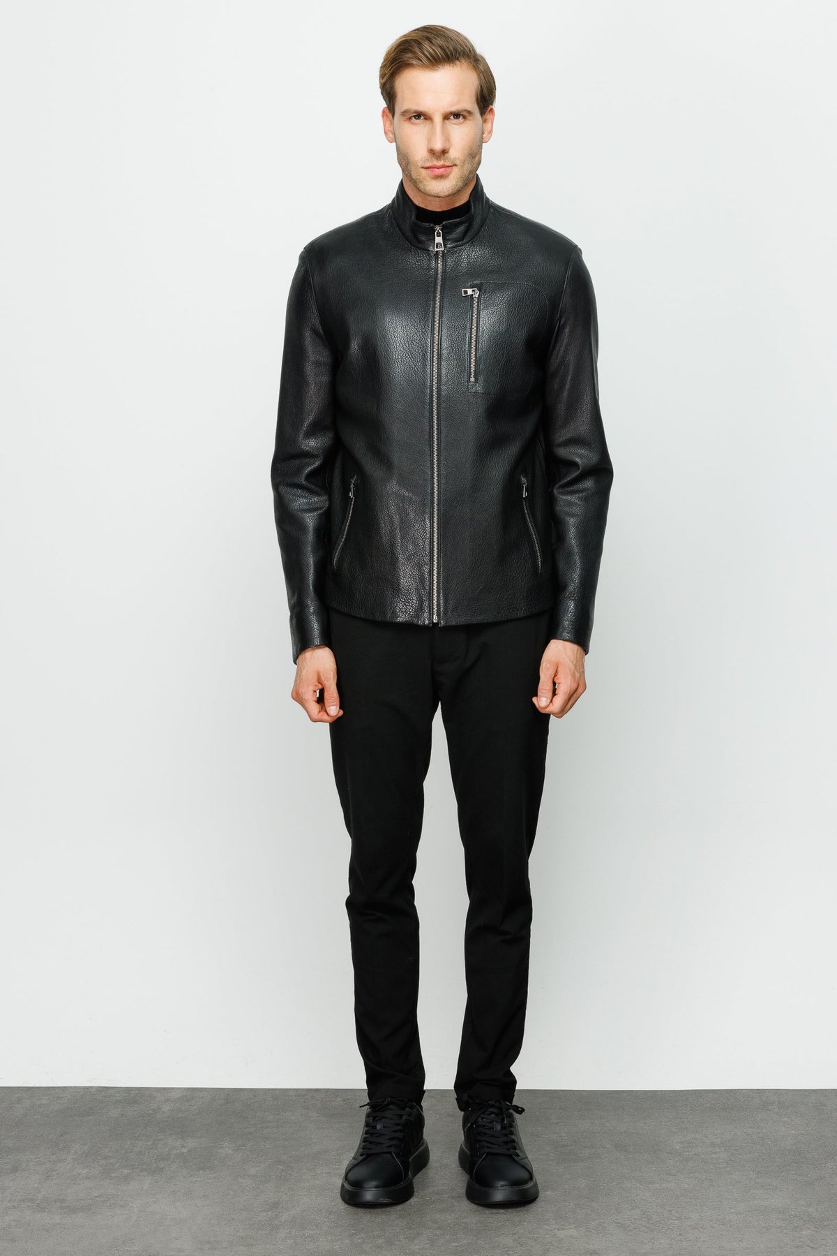 Vinci Leather The Blanchard Black Leather Men Jacket – product view 9