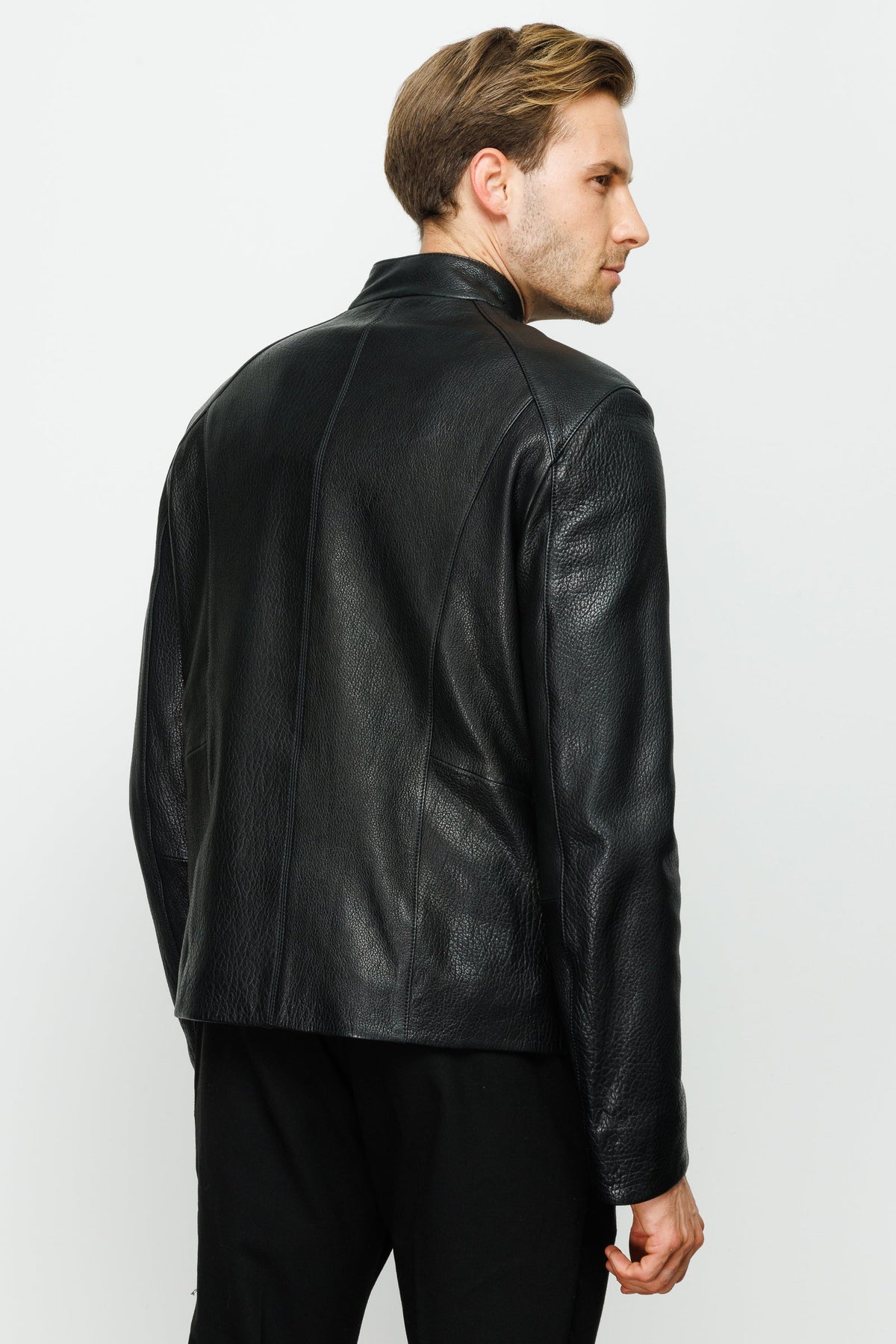 Vinci Leather The Blanchard Black Leather Men Jacket – product view 5