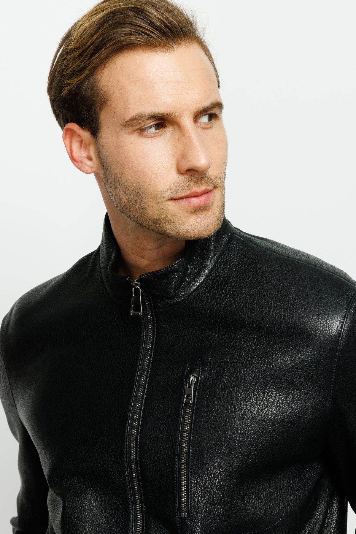 Vinci Leather The Blanchard Black Leather Men Jacket – product view 6