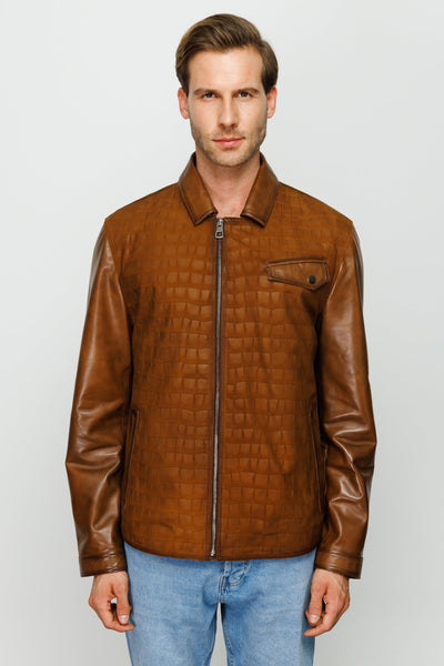 The Emerson Tan Leather Men Jacket