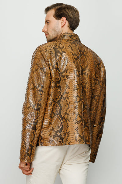 The Boss Pythn Tan Leather Men Jacket