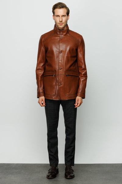 The Barclay Brown Leather Men Jacket