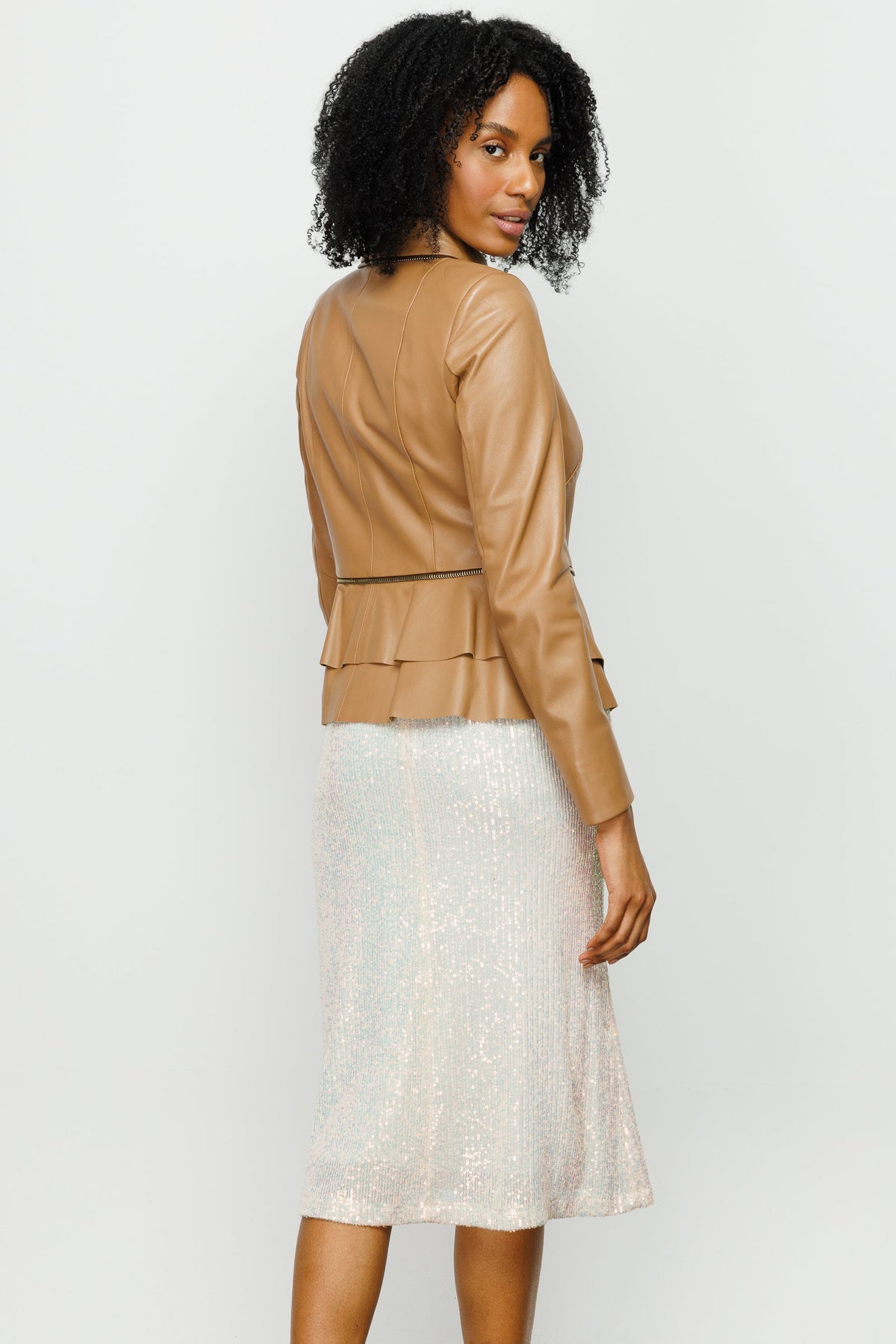 Vinci Leather The Olmetti Tan Leather Women Jacket – product view 7