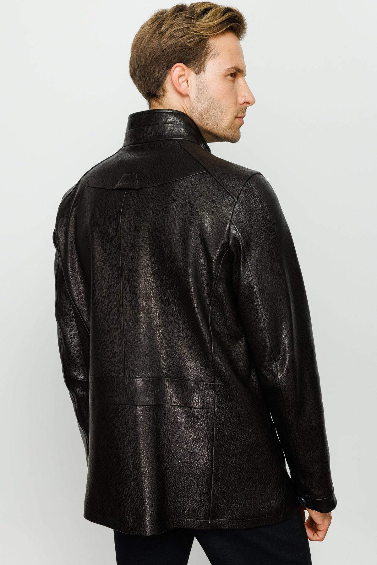 Vinci Leather The Barclay Black Leather Men Jacket – product view 9