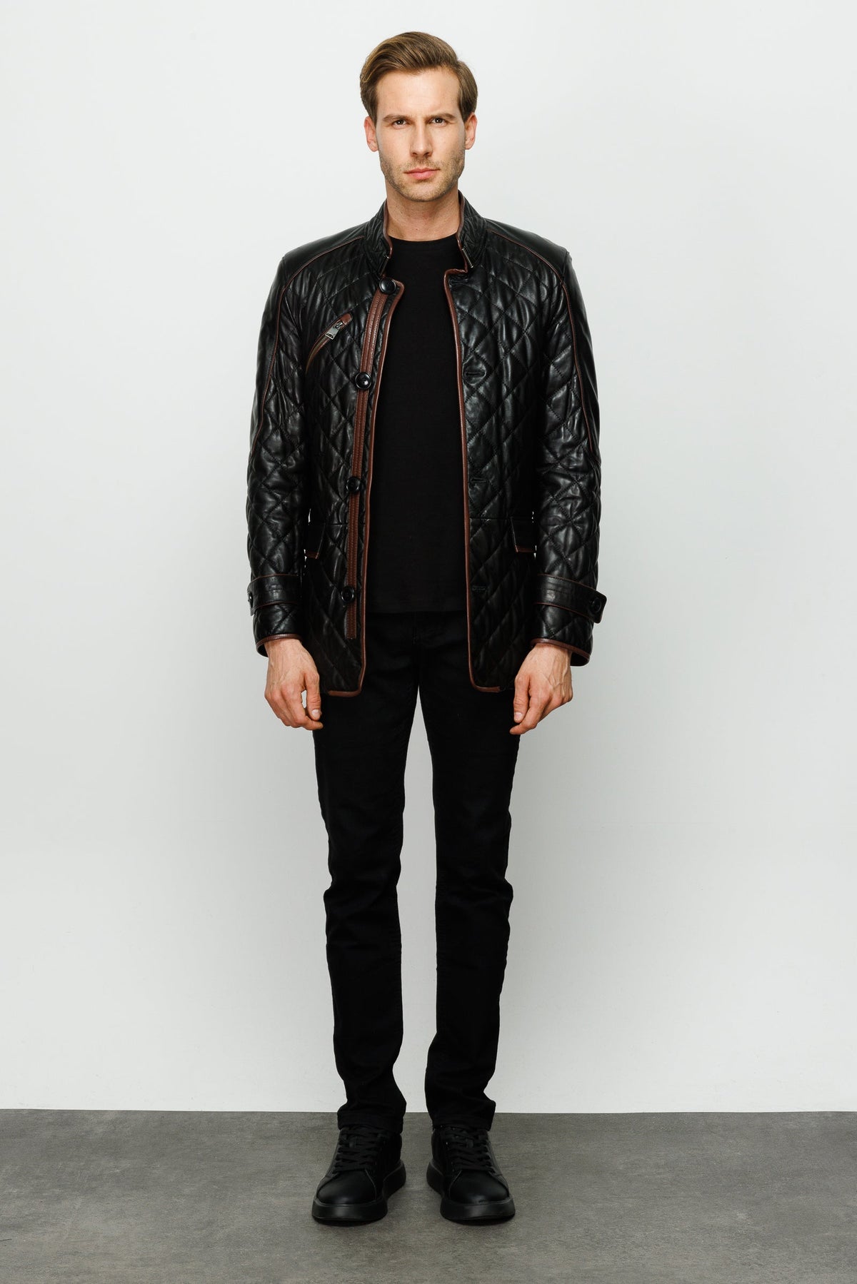 Vinci Leather The Martinez Black Leather Men Jacket – product view 5