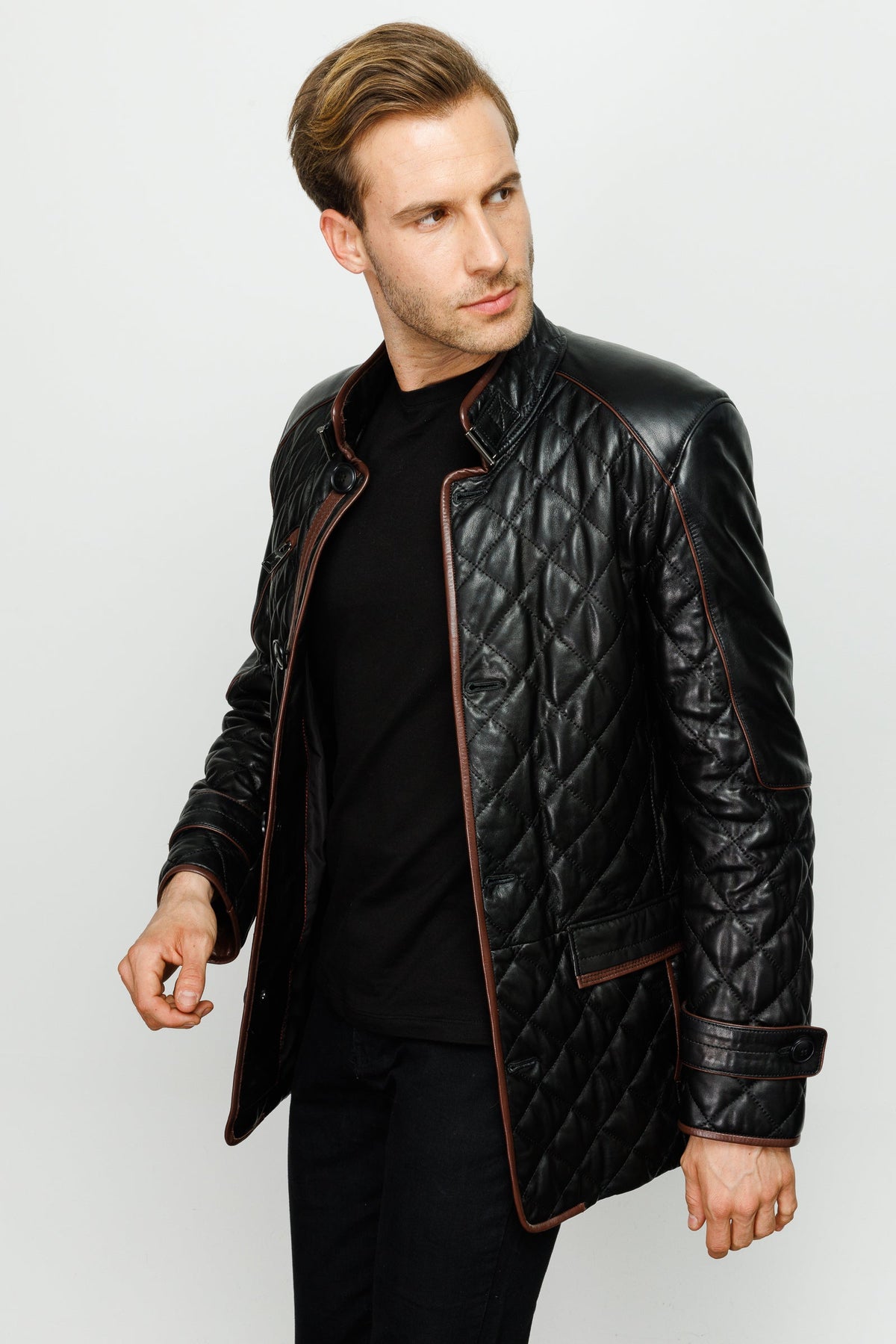 Vinci Leather The Martinez Black Leather Men Jacket – product view 9