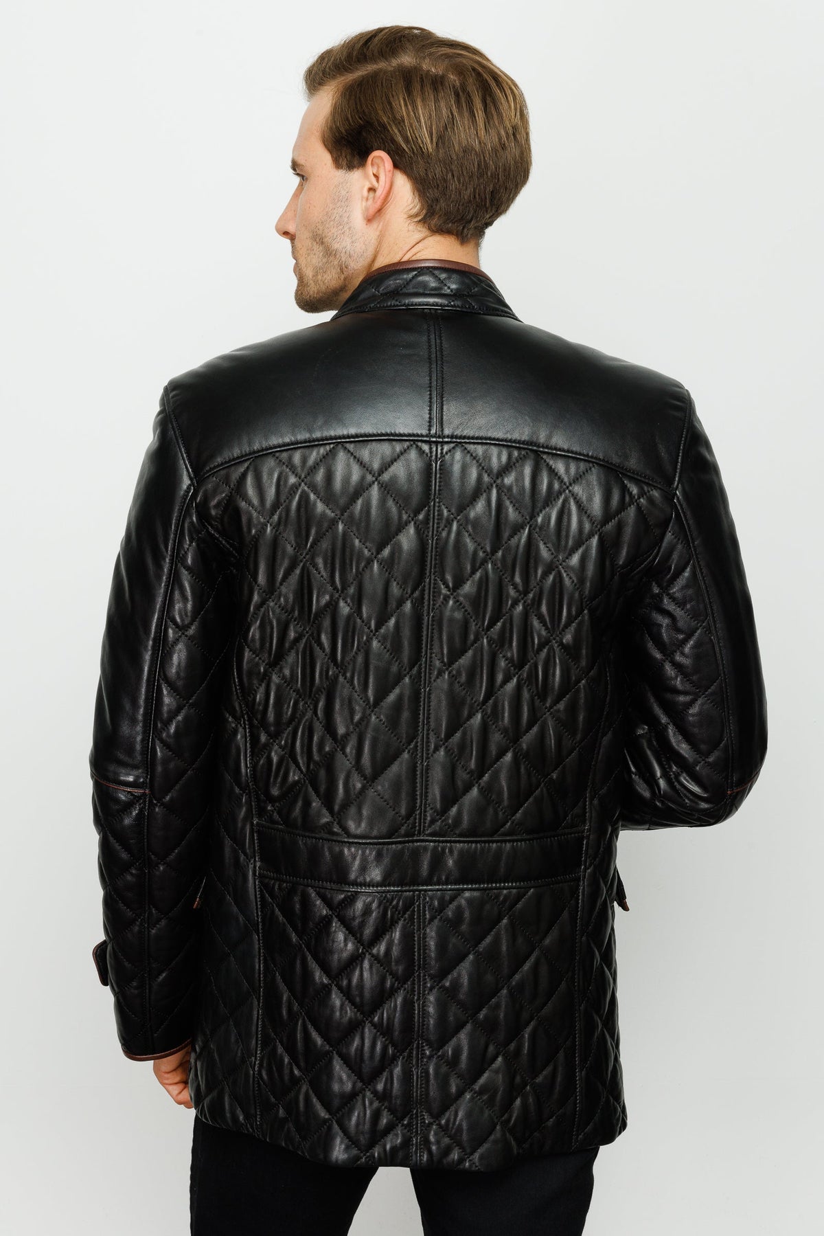 Vinci Leather The Martinez Black Leather Men Jacket – product view 3