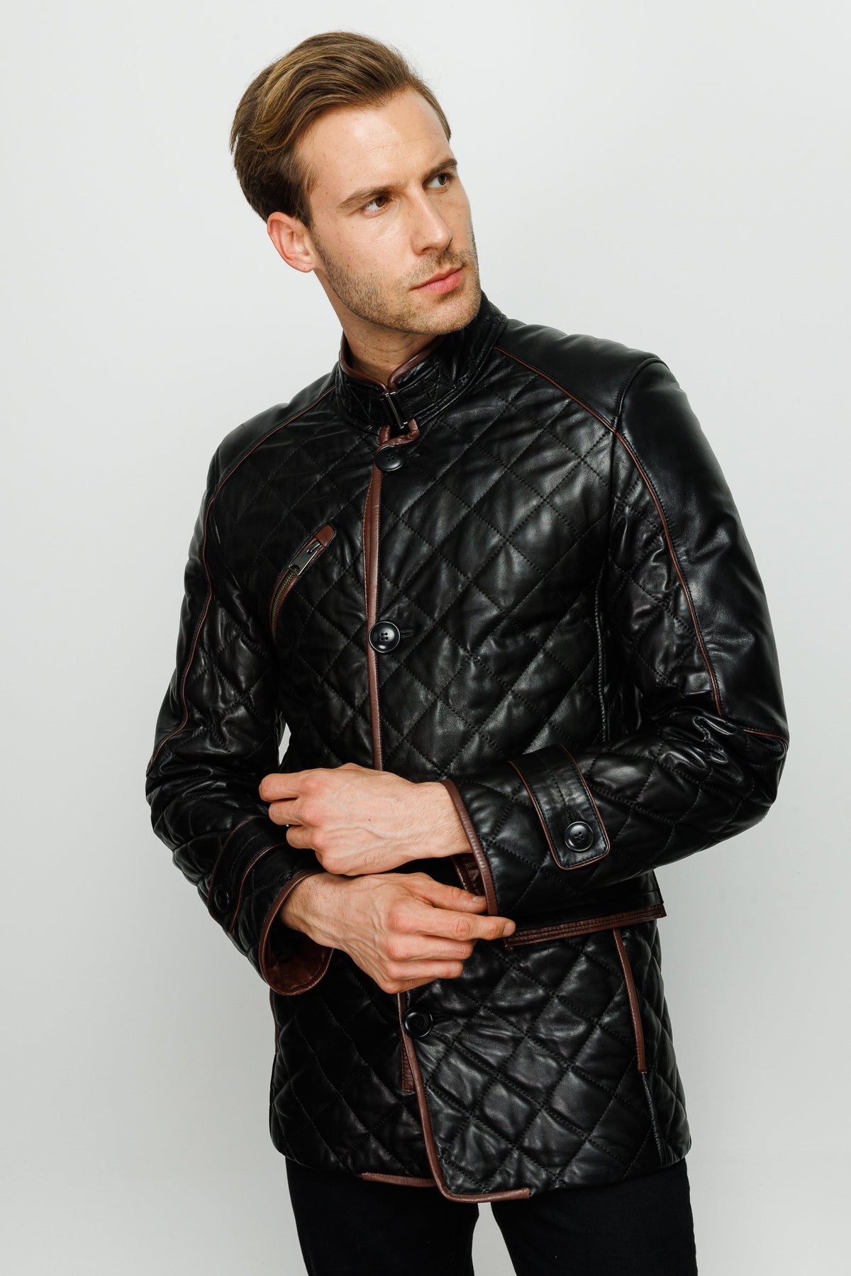 Vinci Leather The Martinez Black Leather Men Jacket – product view 10