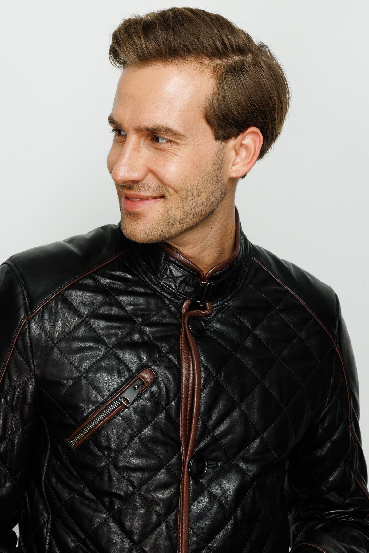 Vinci Leather The Martinez Black Leather Men Jacket – product view 4