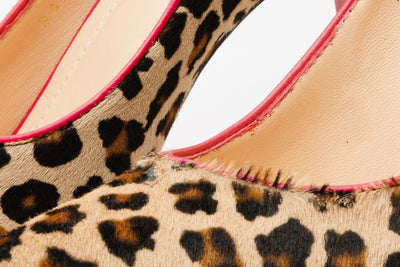 The Olbia Leopard Leather Pump Fuchsia Sole Women Shoe
