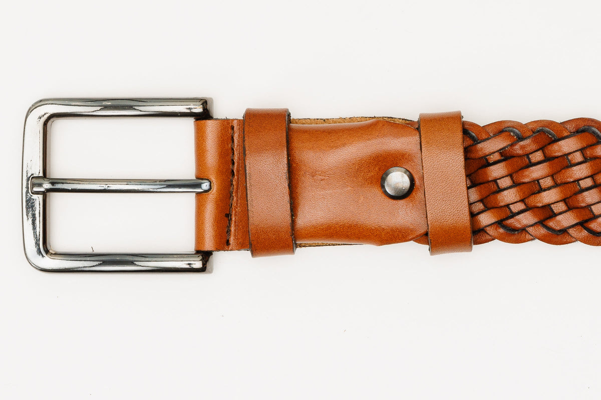 Vinci Leather The Grand Woven Tan Color Leather Belt – product view 7