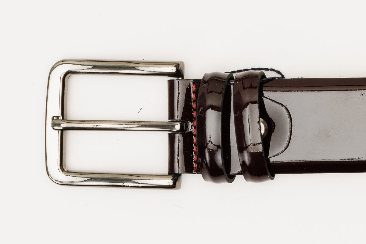 Vinci Leather The Dodoma Burgundy Patent Leather Belt – product view 6