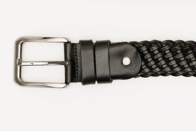 Vinci Leather The Grand Woven Black Color Leather Belt – product view 6