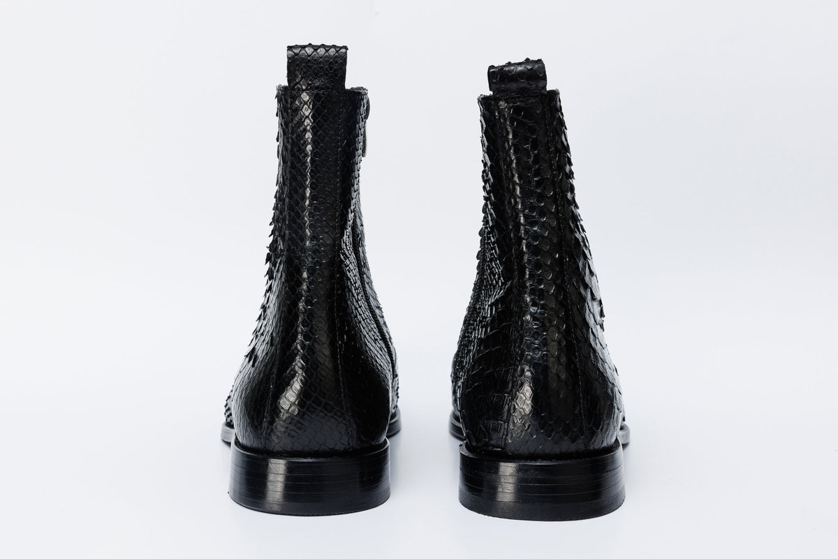 The Boss Black Pythn Snk Zip-Up Leather Men Boot Limited Edition