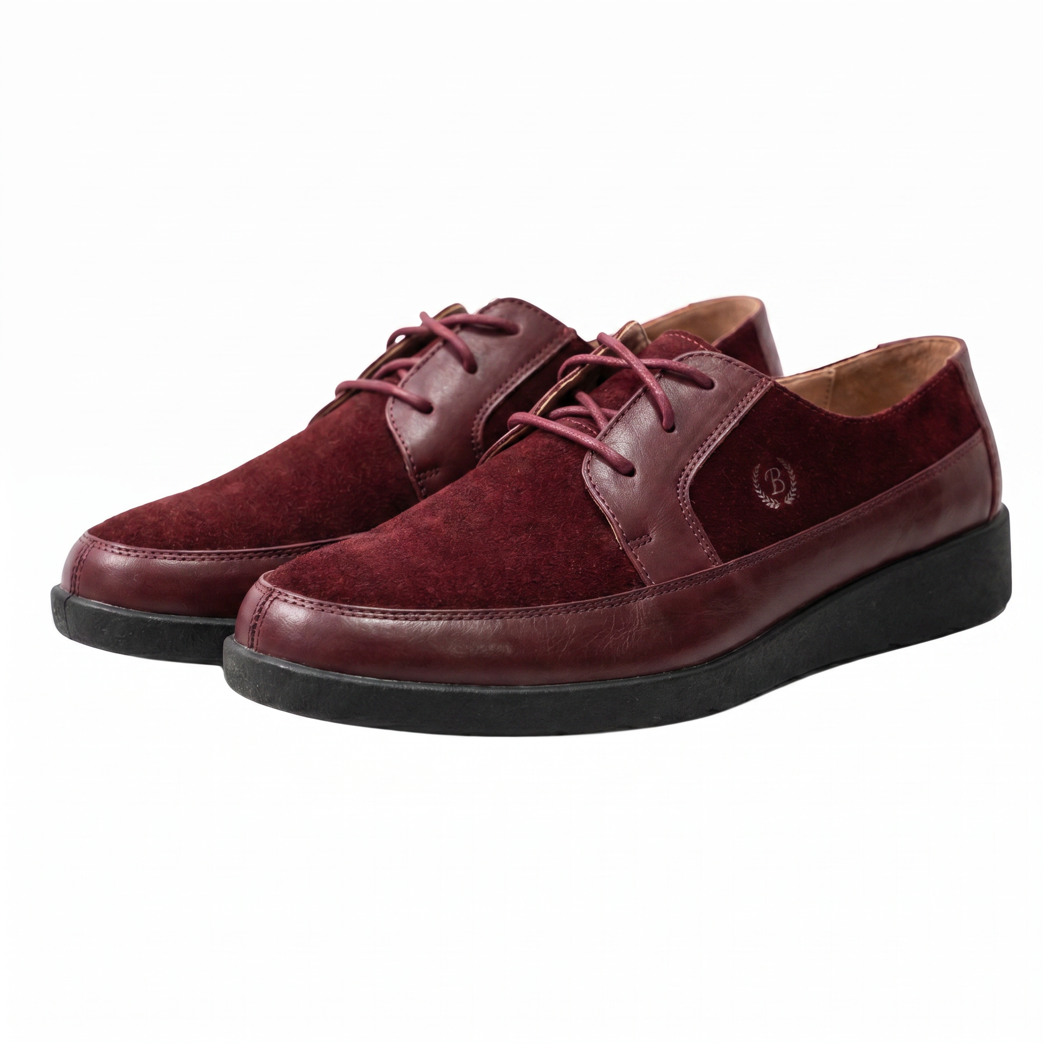 Johnny Famous Bally Style Park West Men’s Burgundy Leather and Suede Low Tops