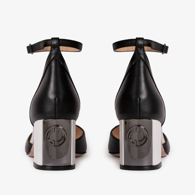 The Noella Black Leather Women Sandal