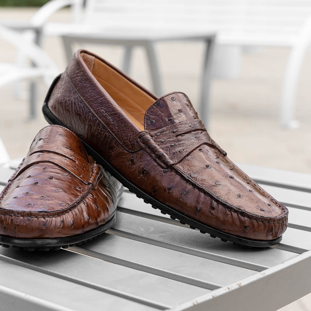 Zelli Italia Men's 33-100-BRN MONZA Ostrich Quill Driver, Brown