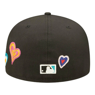 New Era 59Fifty Florida Marlins Chain Stitch Heart Fitted Hat Black/Pink