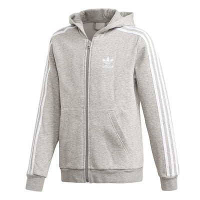adidas Originals Youth Boys Trefoil Full-Zip Hoodie - MEDIUM GREY / HEATHER WHITE