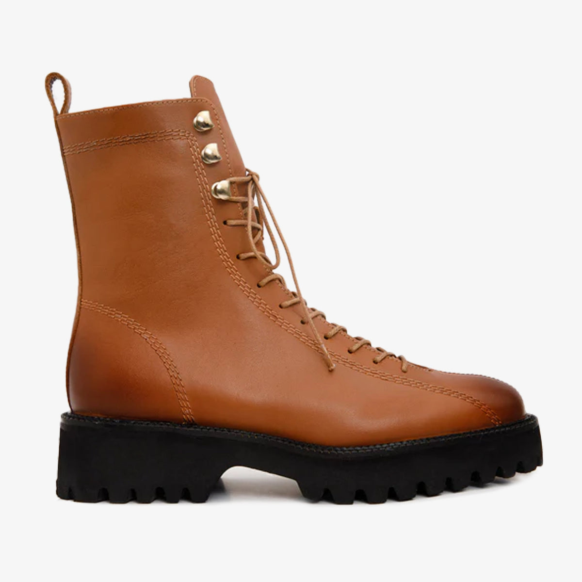 Vinci Leather The Moreno Tan Leather Lace-Up Mid Calf Women Boot Final Sale! – product view 1