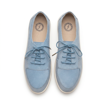 Johnny Famous Bally Style Midtown Men’s Powder Blue Suede Low Top Sneakers
