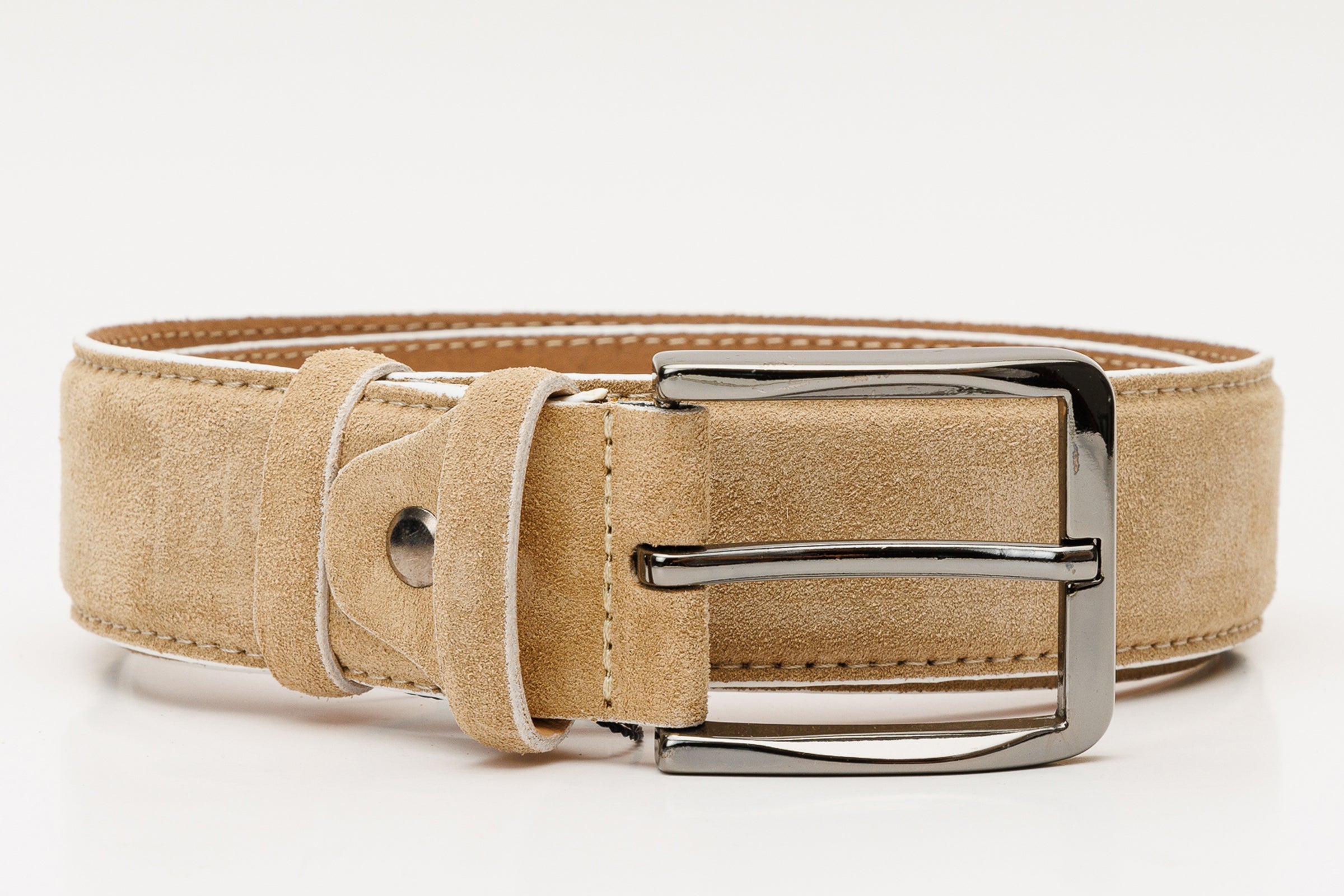 The Bari Beige Leather Belt