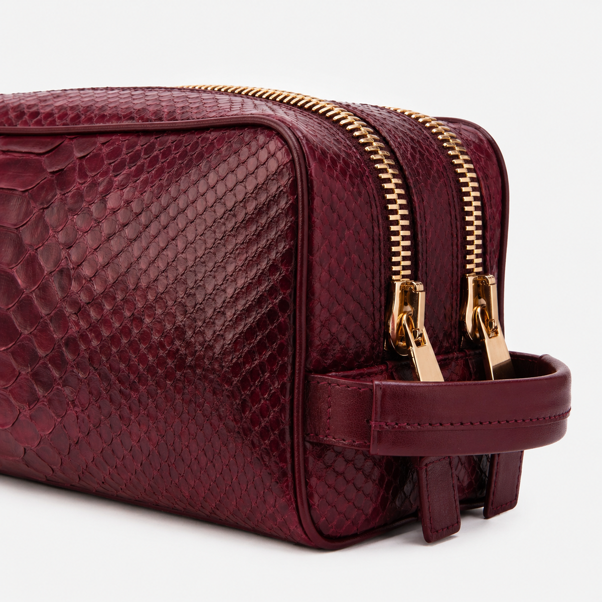 The Belluno Burgundy Python Leather Men’s Essentials Bag