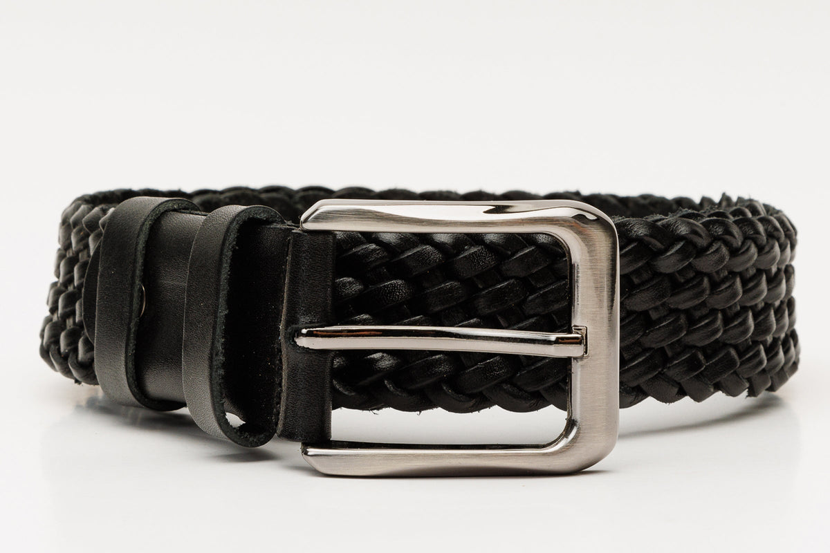 Vinci Leather The Mclean Woven Black Leather Belt – product view 6