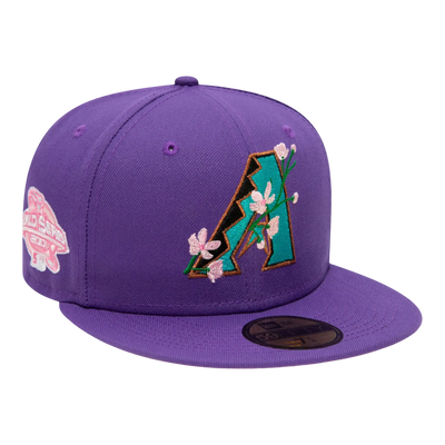 New Era 59Fifty Arizona Diamondbacks Bloom Side Patch MLB Fitted Hat Men Fitted Hat Black/Purple