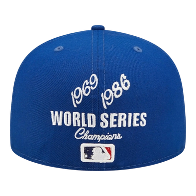 New Era Crown Champs WS 59Fifty New York Mets Men Fitted Hat Royal