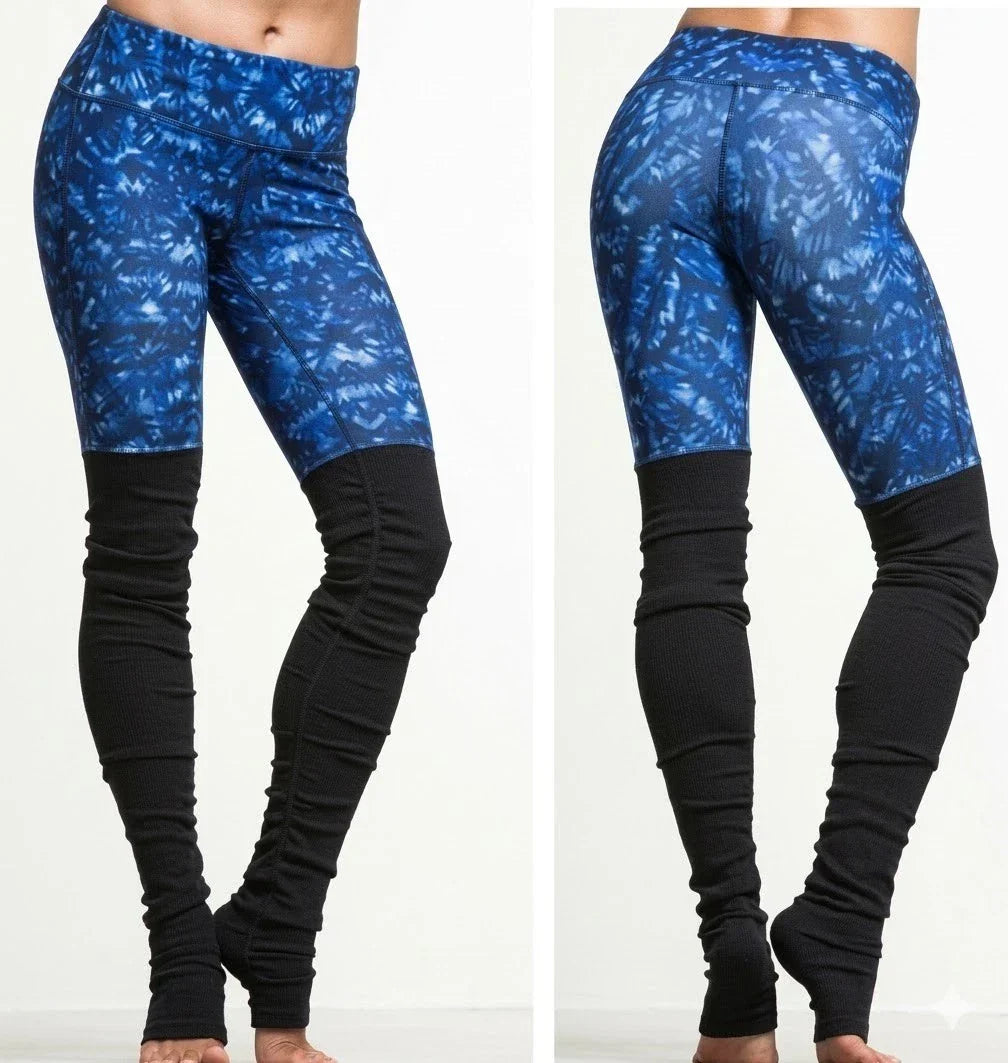 Alo Yoga Goddess Ribbed Kaleidoscope Womens Leggings — Blue/Black