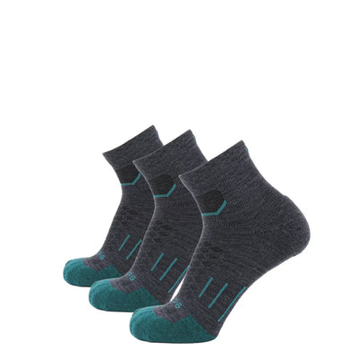 3 Pack Wave - Run 1/4 Crew Lightweight Merino Wool Sock