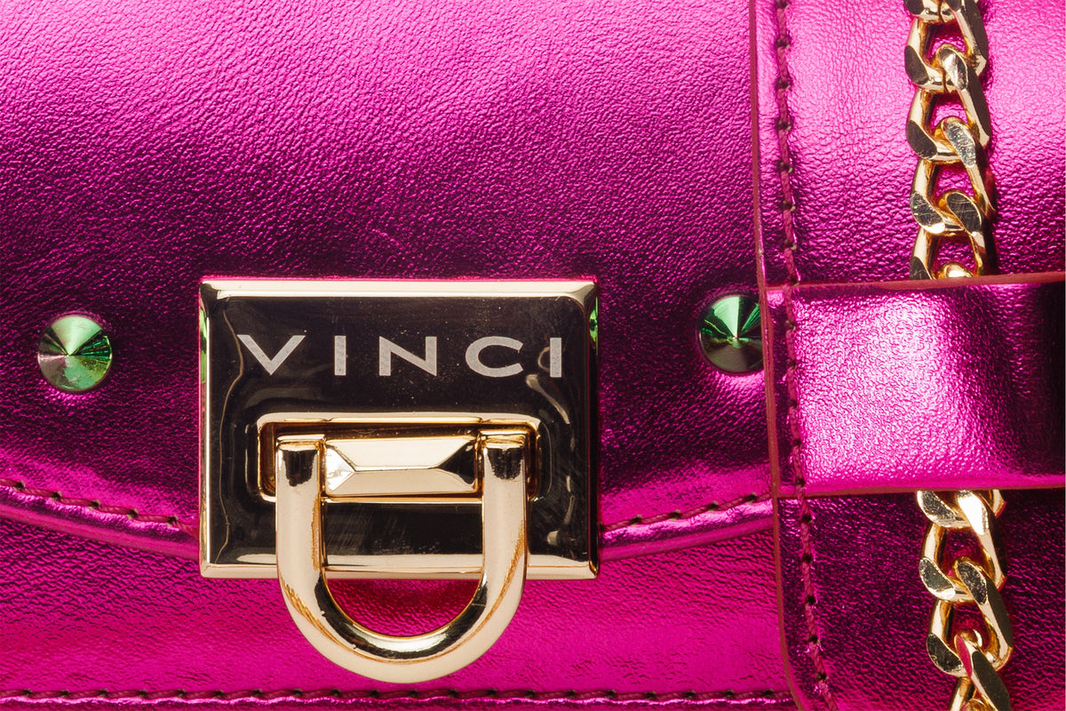 Vinci Leather The Caris Fuchsia Leather Handbag – product view 3