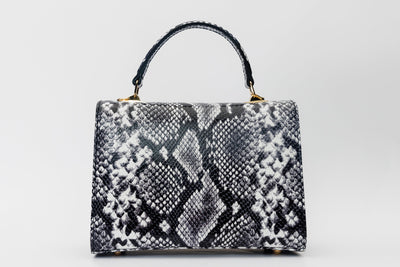 Vinci Leather The Venezia Black & White Leather Handbag – product view 4