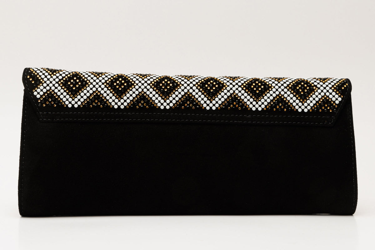 Vinci Leather The Nampula Black Glitter Suede Leather Clutch – product view 3